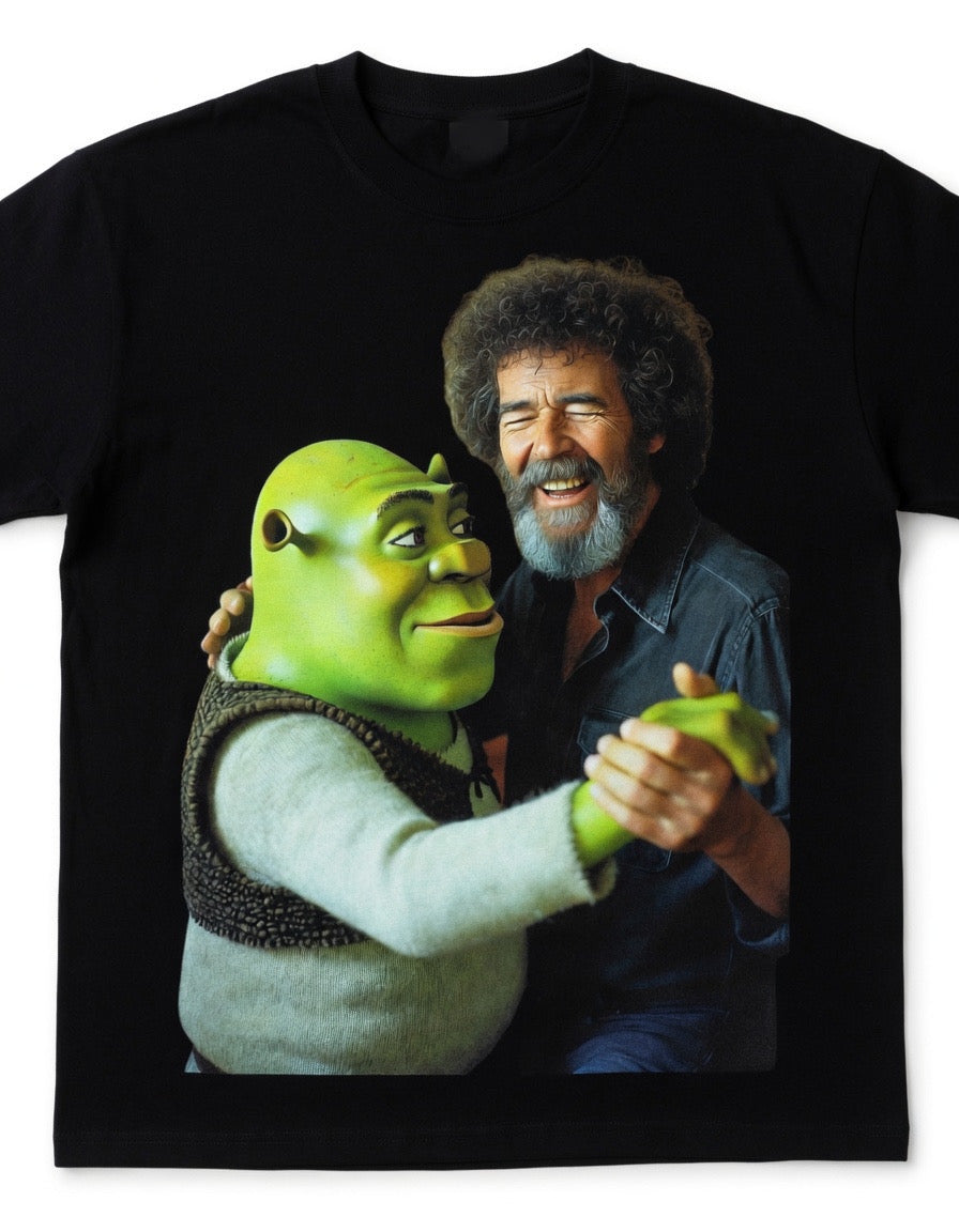 Bob Ross & Shrek Dancing together- T-shirt LIMITED **