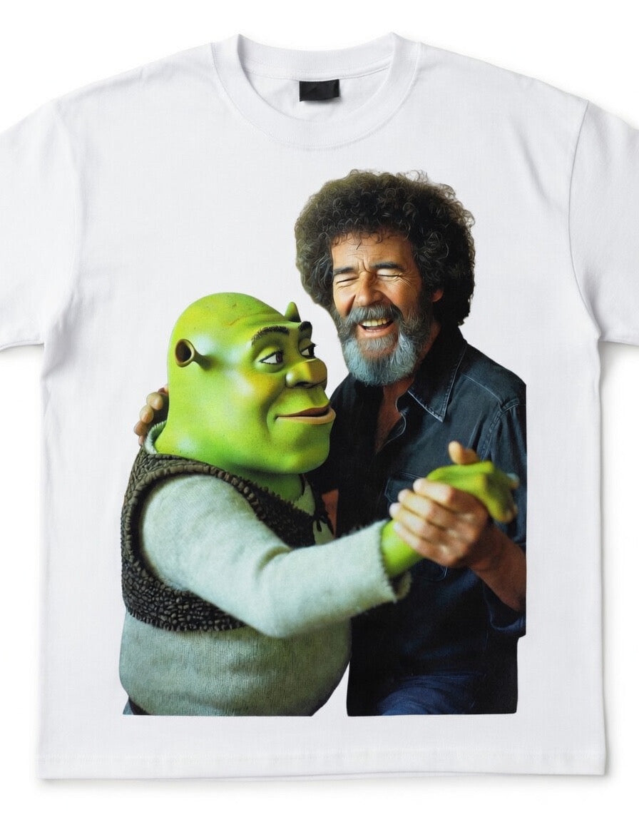 Bob Ross & Shrek Dancing together- T-shirt LIMITED **