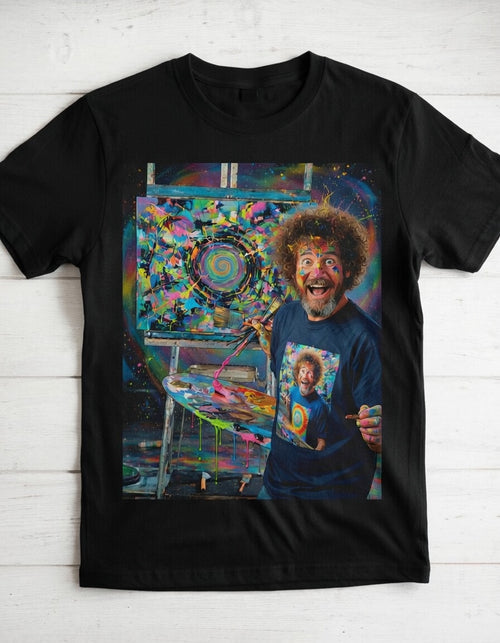 INSANE Bob Ross t-shirt NEW design * (blue/black)